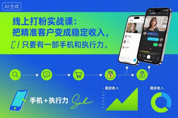 线上打粉实战课:把精准客户变成稳定收入,只要有一部手机和执行力-识享社