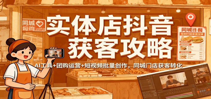 图片[1]-实体店抖音获客攻略：AI工具+团购运营+短视频批量创作，同城门店获客转化-识享社