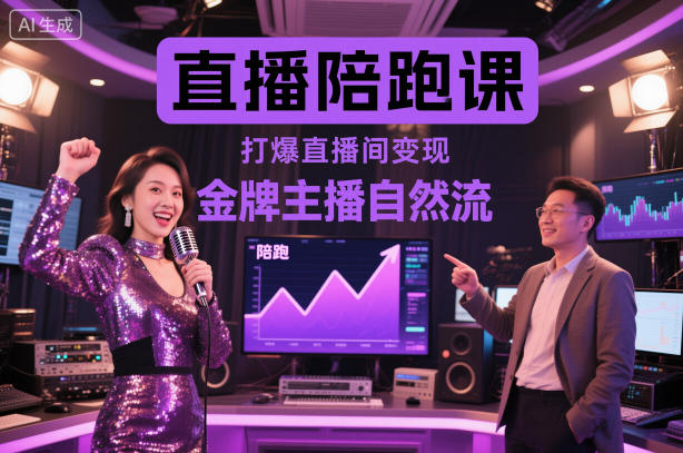 直播陪跑课,金牌主播自然流打爆直播间,复制高变现玩法-识享社