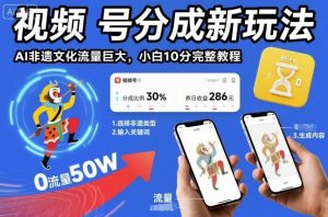 视频号分成新玩法，AI非遗文化流量巨大，小白10分钟搞定，完整教程-识享社
