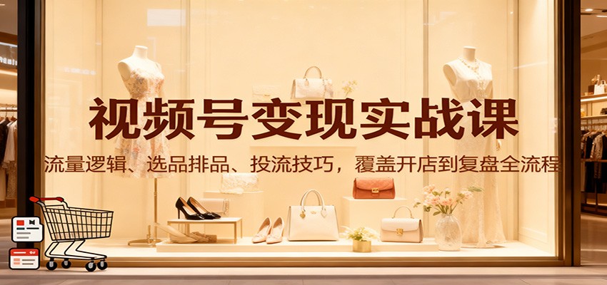 视频号变现实战课：流量逻辑、选品排品、投流技巧，覆盖开店到复盘全流程-识享社