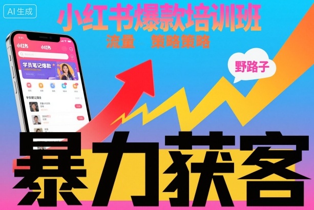 小红书爆款培训班,小红书获客野路子流量打法,暴力持续获客-识享社