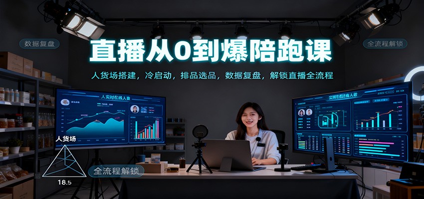 图片[1]-直播从0到爆陪跑课：人货场搭建，冷启动，排品选品，数据复盘，解锁直播全流程-识享社