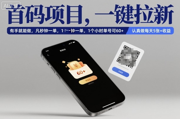 首码项目,一键拉新,有手就能做,几秒钟一单,1个小时单号可60+,认真做每天5张+收益【揭秘】-识享社