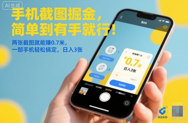 手机截图掘金,简单到有手就行!两张截图就能賺0.7米,一部手机轻松搞定,日入3张【揭秘】-识享社
