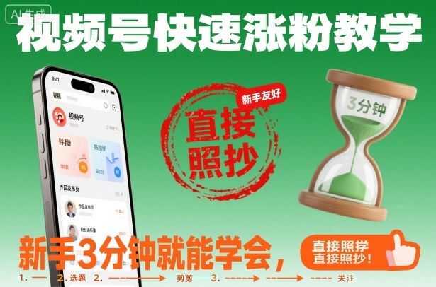 视频号快速涨粉教学，新手3分钟就能学会，直接照抄！-识享社