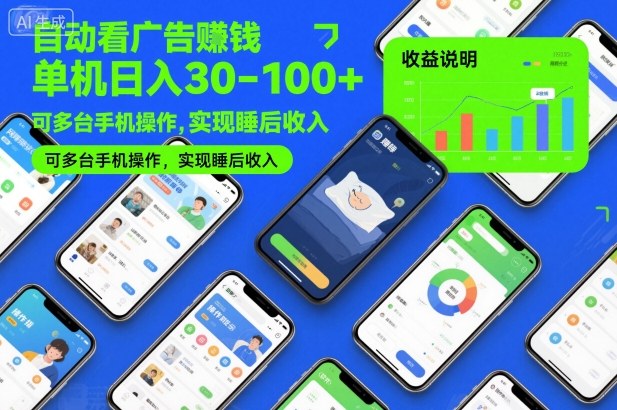 自动看广告賺钱,单机日入30-100+,可多台手机操作,实现睡后收入【揭秘】-识享社