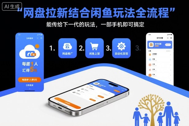 网盘拉新结合闲鱼玩法全流程，能传给下一代的玩法，一部手机即可搞定(附入口渠道以及实操教程)-识享社
