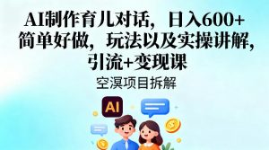 AI制作育儿对话，日入6张+，简单好做，玩法以及实操讲解，引流+变现课-识享社