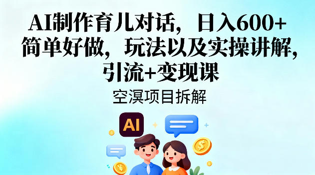 AI制作育儿对话,日入6张+,简单好做,玩法以及实操讲解,引流+变现课-识享社