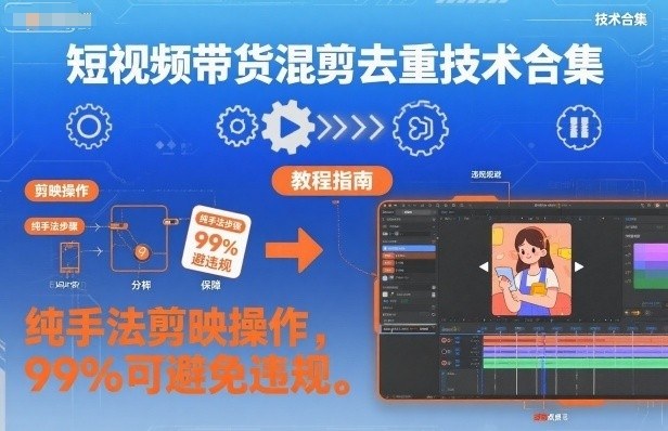 短视频带货混剪去重技术合集,纯手法剪映操作,99%可避免违规-识享社