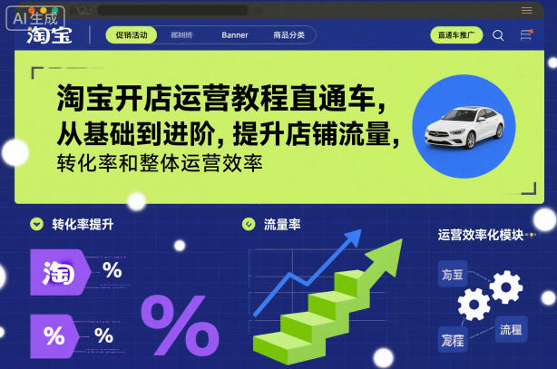 淘宝开店运营教程直通车，从基础到进阶，提升店铺流量，转化率和整体运营效率(更新11月)-识享社