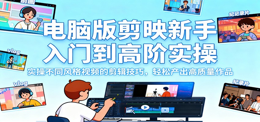 图片[1]-电脑版剪映新手入门到高阶实操，实操不同风格视频的剪辑技巧，轻松产出高质量作品-识享社
