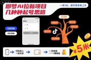 即梦AI拉新项目几种起号思路，一单5米，操作简单易上手-识享社