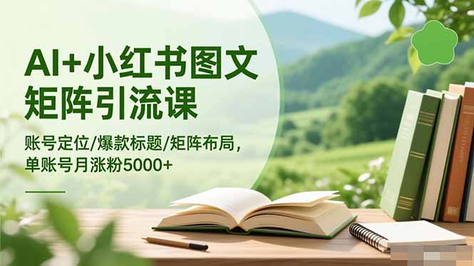 AI+小红书图文矩阵引流课：账号定位/爆款标题/矩阵布局/单账号月涨粉5000+-识享社