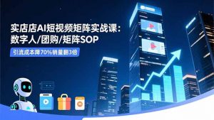 实体店AI短视频矩阵实战课:数字人/团购/矩阵SOP,引流成本降70%销量翻3倍-识享社