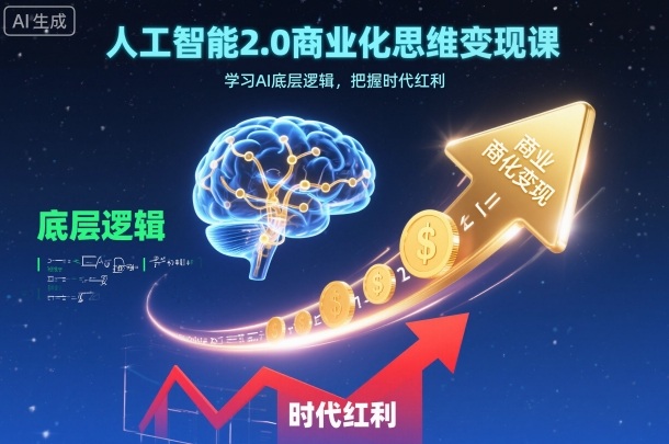 人工智能2.0商业化思维变现课，学习AI底层逻辑，把握时代红利-识享社