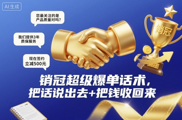 销冠超级爆单话术,把话说出去+把钱收回来-识享社