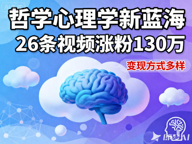 短视频新蓝海,哲学心理学赛道,26条视频涨粉130W,变现方式多样-识享社
