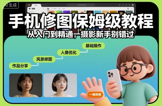 手机修图保姆级教程,从入门到精通,摄影新手别错过-识享社