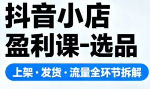 抖音小店盈利课-选品·上架·发货·流量全环节拆解-识享社
