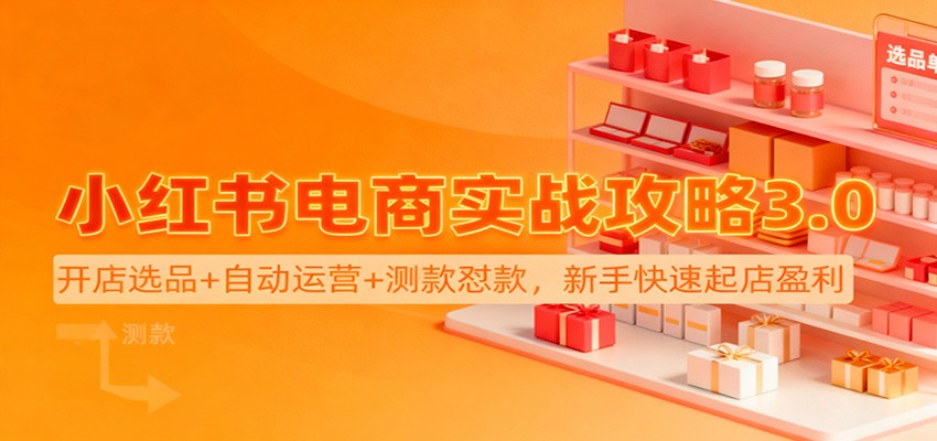 小红书电商实战攻略3.0：开店选品+自动运营+测款怼款，新手快速起店盈利-识享社