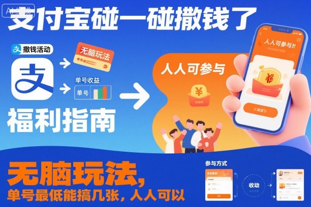 支付宝碰一碰撒钱了,无脑玩法,单号最低能搞几张,人人可以撸【揭秘】-识享社