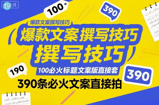 爆款文案撰写技巧，100个必火标题文案模版直接套，390条必火文案直接拍-识享社