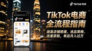 TikTok电商全流程指南,涵盖店铺搭建、选品策略、流量获取,单店月入过万-识享社