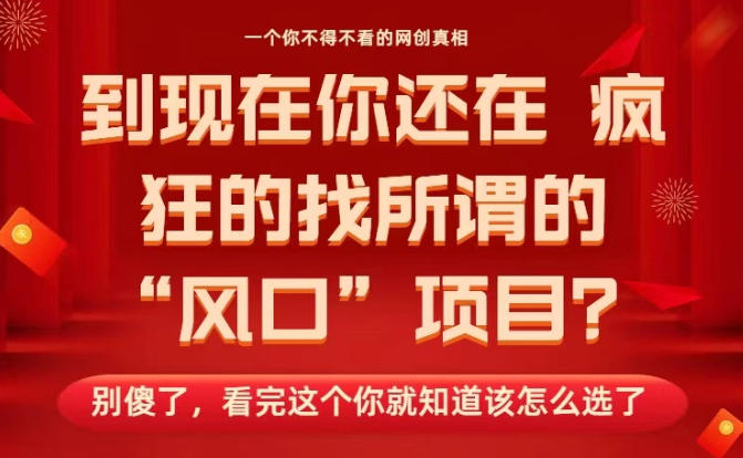 马上26年了,你还在找所谓的风口项目?别傻了,看完这个你全都懂了!【揭秘】-识享社
