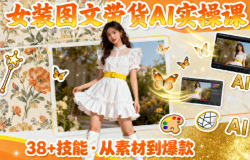 女装图文带货的AI实操课,覆盖38个实用技能,快速提升素材制作效率-识享社