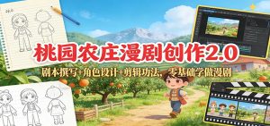 桃园农庄漫剧创作2.0：剧本撰写+角色设计+剪辑功法，零基础学做漫剧-识享社