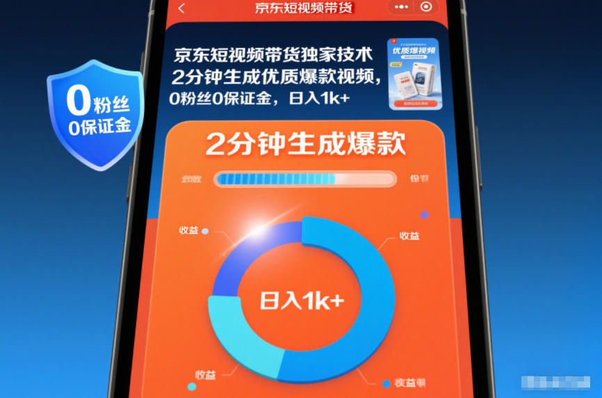 京东短视频带货独家技术,2分钟生成一条优质爆款视频,0粉丝0保证金,日入1k+【揭秘】-识享社