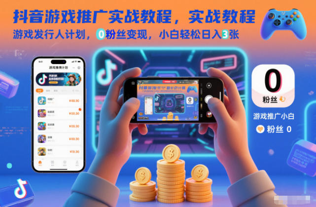 抖音游戏推广实战教程,游戏发行人计划,0粉丝变现,小白轻松日入3张-识享社