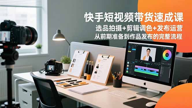 快手短视频带货速成课,选品拍摄+剪辑调色+发布运营,从前期准备到作品发布的完整流程-识享社