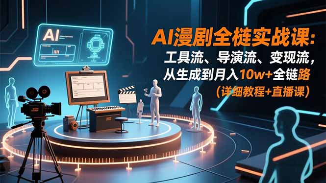 AI漫剧全栈实战课：工具流、导演流、变现流，从生成到月入10w+全链路 (详细教程+直播课-识享社