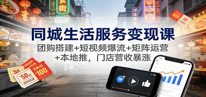 同城生活服务变现课:团购搭建+短视频爆流+矩阵运营+本地推,门店营收暴涨-识享社
