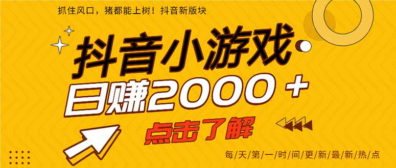 2025年爆火的抖音小游戏项目，一部手机日入2000+-识享社