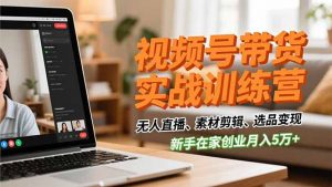 视频号带货实战训练营,无人直播、素材剪辑、选品变现,新手在家创业月入5万+-识享社