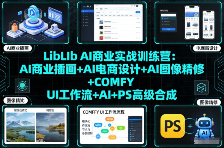 LibLIb AI商业实战训练营:AI商业插画+AI电商设计+AI图像精修+COMFY UI工作流+AI+PS高级合成-识享社