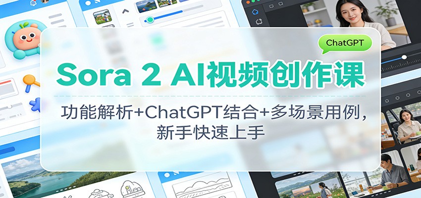Sora 2 AI视频创作课:功能解析+ChatGPT结合+多场景用例,新手快速上手-识享社
