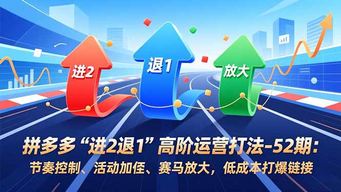 拼多多“进2退1”高阶运营打法-52期：节奏控制、活动加权、赛马放大，低成本打爆链接-识享社