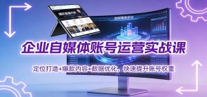 企业自媒体账号运营实战课:定位打造+ 爆款内容+数据优化,快速提升账号权重-识享社