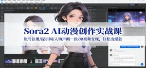 Sora2 AI动漫创作实战课:账号注册/提示词/人物声画一致/短视频变现,轻松出爆款-识享社