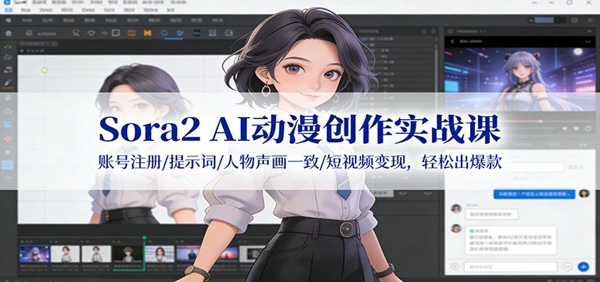 图片[1]-Sora2 AI动漫创作实战课：账号注册/提示词/人物声画一致/短视频变现，轻松出爆款-识享社