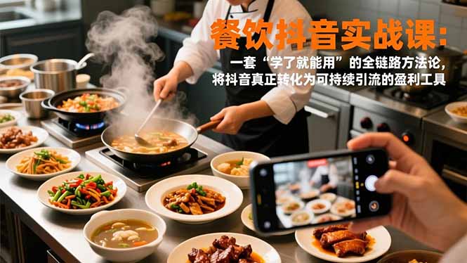 餐饮抖音实战课:一套“学了就能用”的全链路方法论,将抖音真正转化为可持续引流的盈利工具-识享社