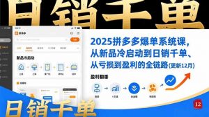 2025拼多多爆单系统课,从新品冷启动到日销千单、从亏损到盈利的全链路(更新12月-识享社