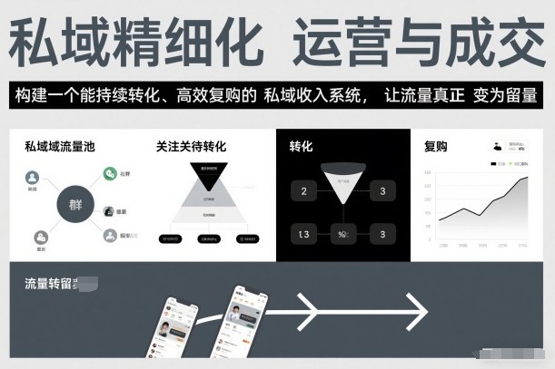 私域精细化运营与成交,构建一个能持续转化、高效复购的私域收入系统,让流量真正变为留量-识享社