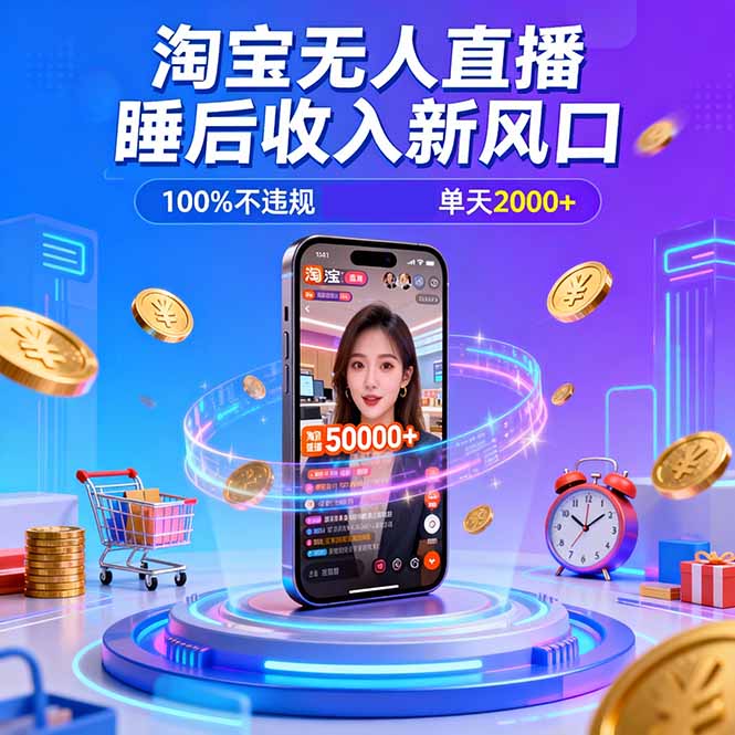淘宝无人直播,不违规不封号,直播100小时卖了5万,年底旺季!-识享社