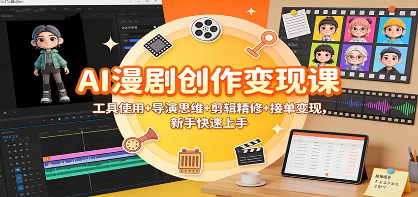 AI漫剧创作变现课：工具使用+导演思维+剪辑精修+接单变现，新手快速上手-识享社